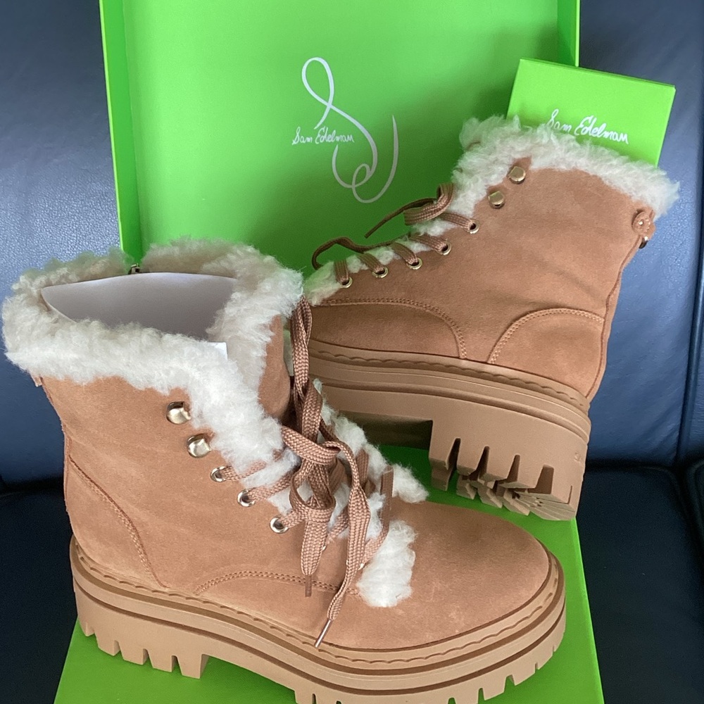 NWB & Packaging Sam Edelman Brown Suede Winter Boots with Shearling.